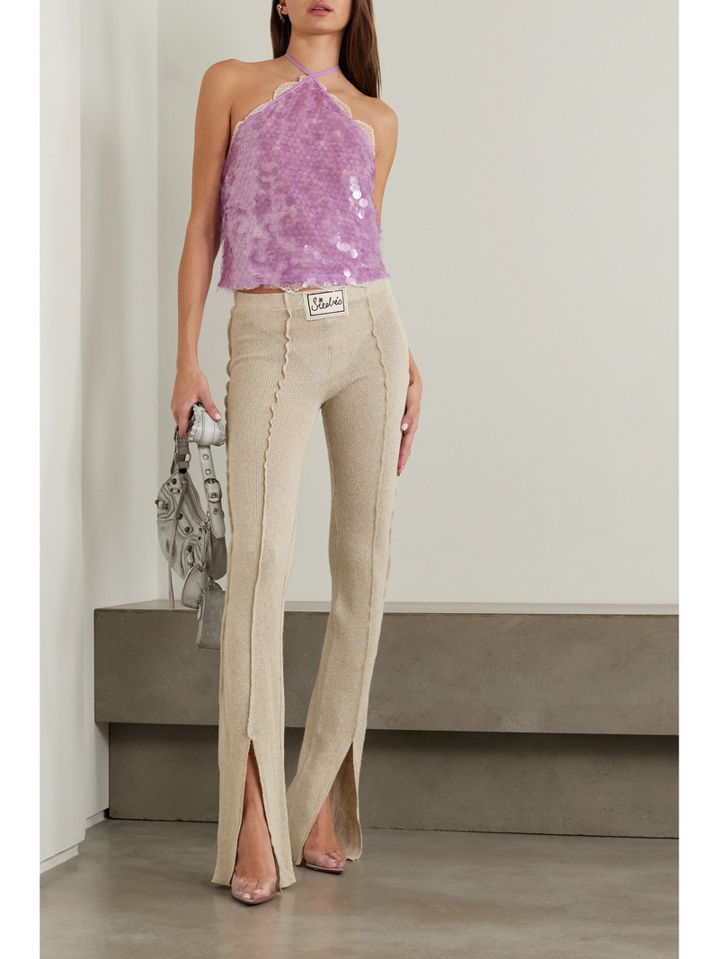 SIEDRÉS Mult Appliquéd Linen-blend Flared Pants outlook