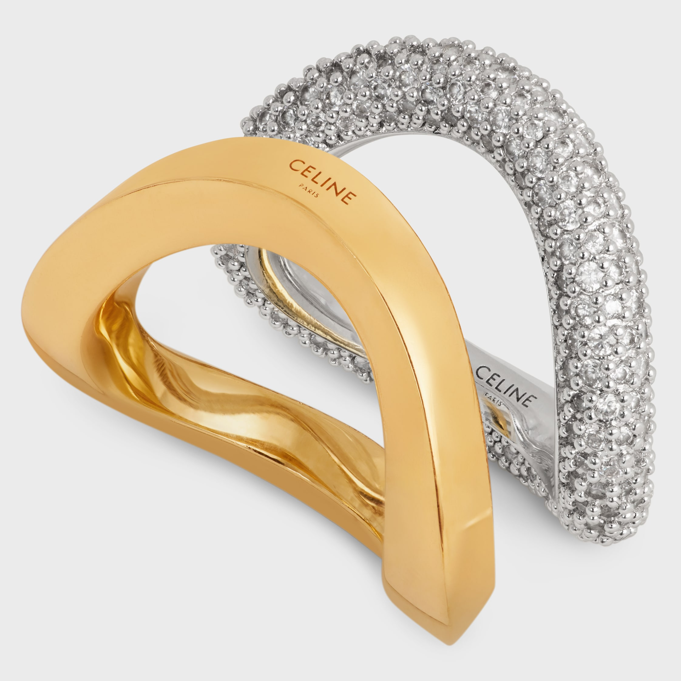 Formes Abstraites Set of Rings in Strass and Brass with Gold and Rhodium finish - 4