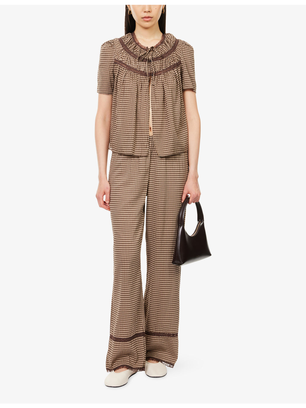 Reformation x Nara Smith Buttercup Hour Gingham-Print Cotton-Blend Pyjama Set - 2