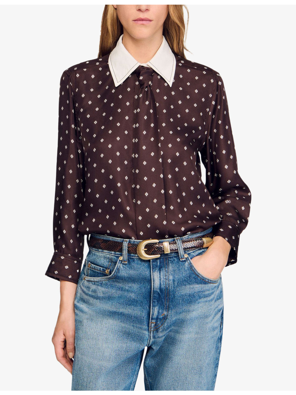 Floaty Patterned Silk Shirt - 3