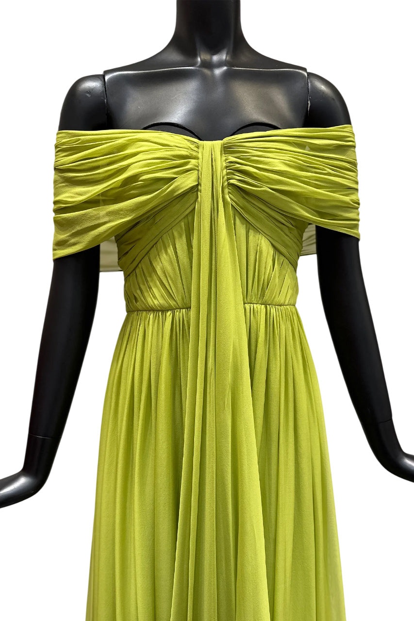 OFF-THE-SHOULDER SILK CHIFFON MAXI DRESS - 7