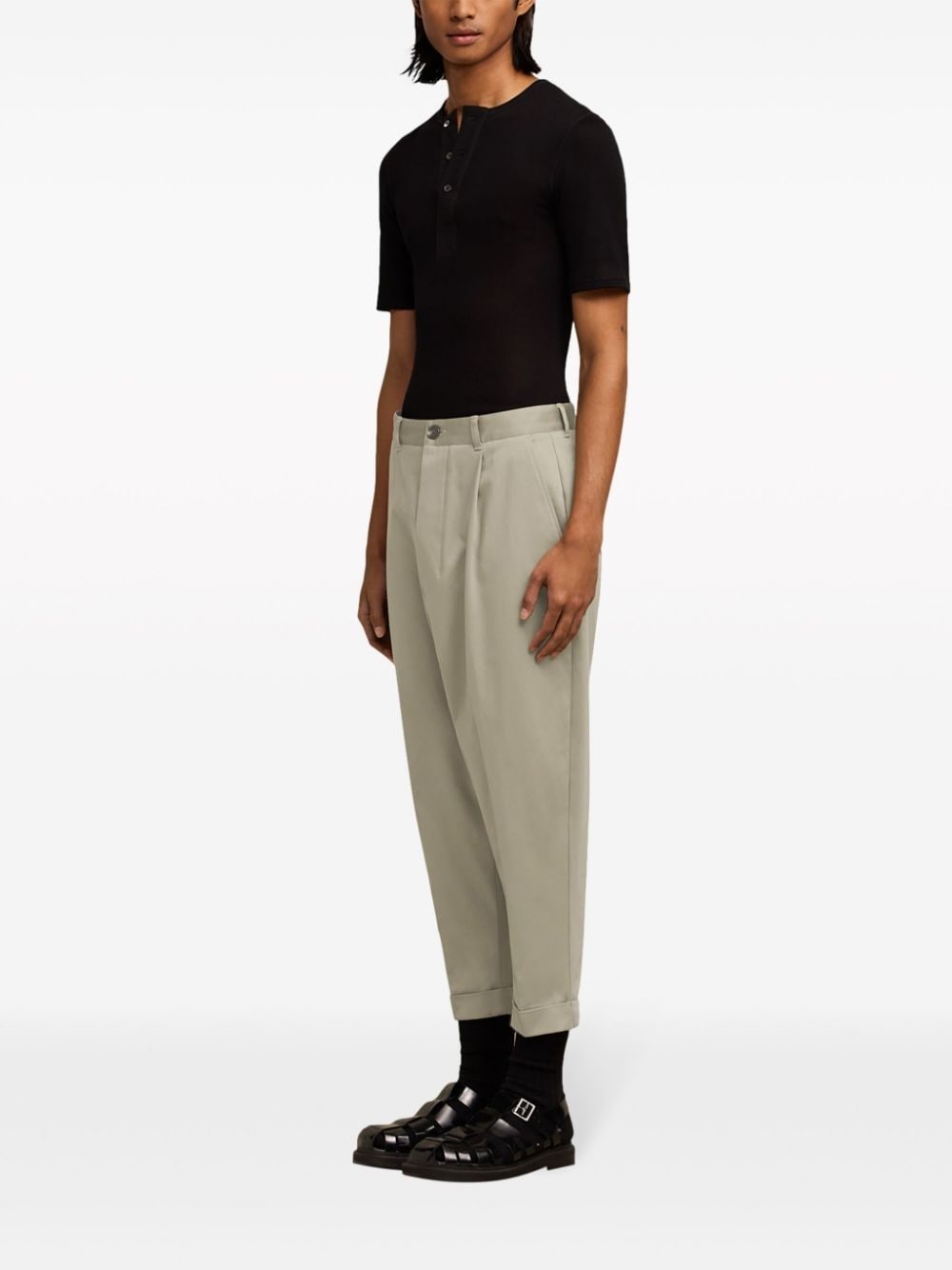 pressed-crease tapered trousers - 3