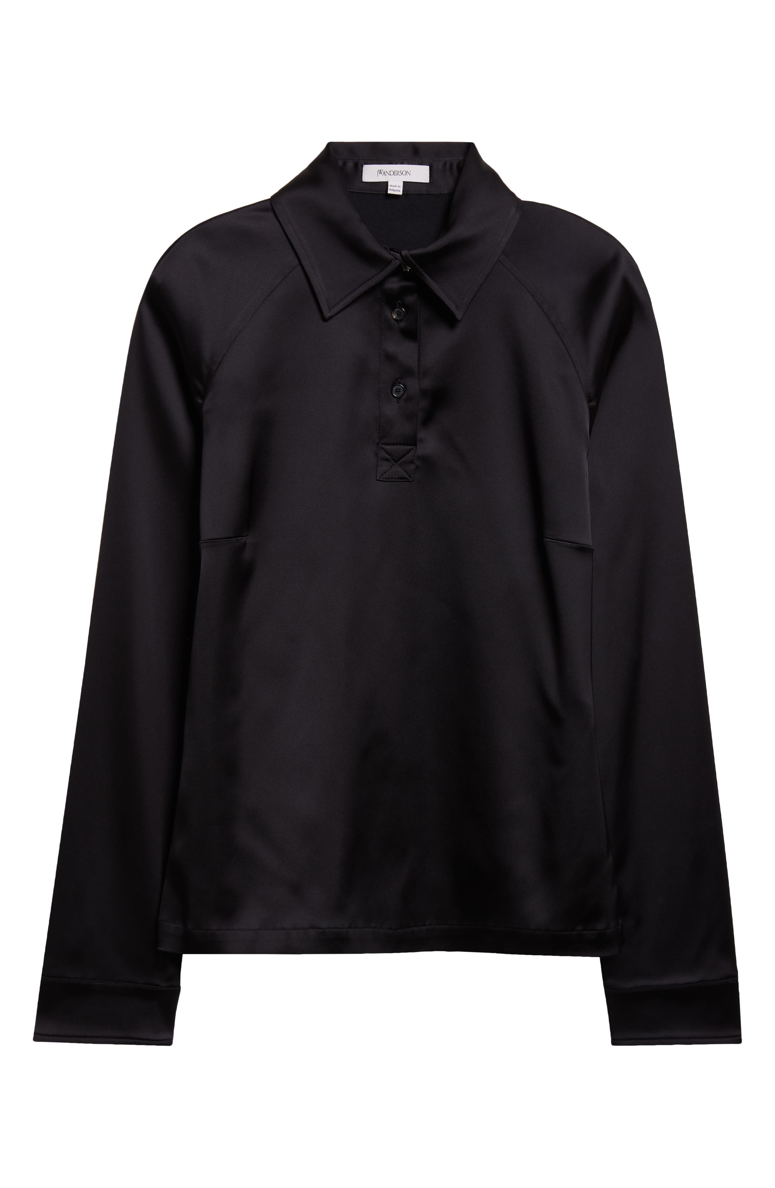 JW Anderson Loong Sleeve Polo Top in 999 Black at Nordstrom - 6