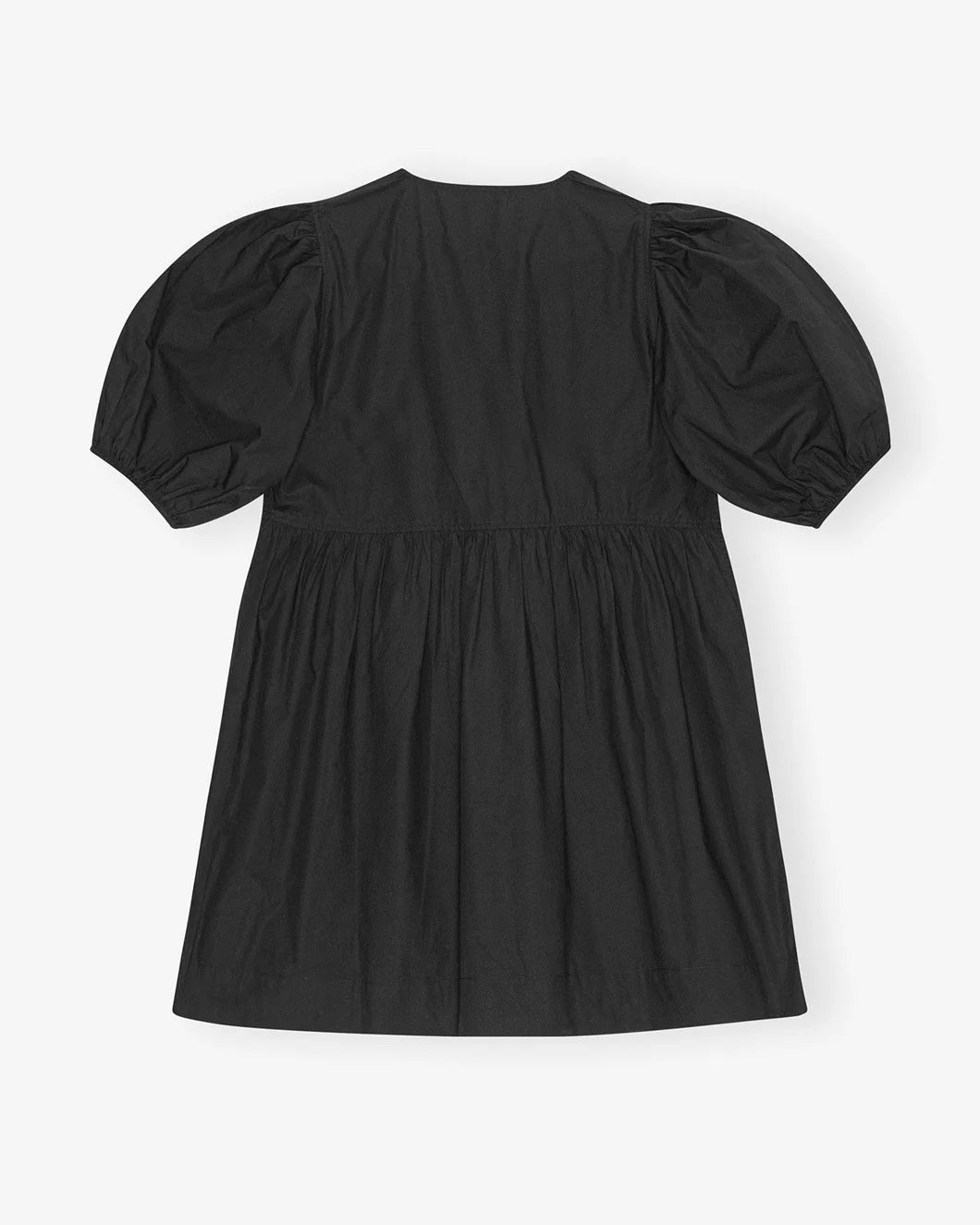 BLACK COTTON POPLIN TIE STRING MINI DRESS - 6