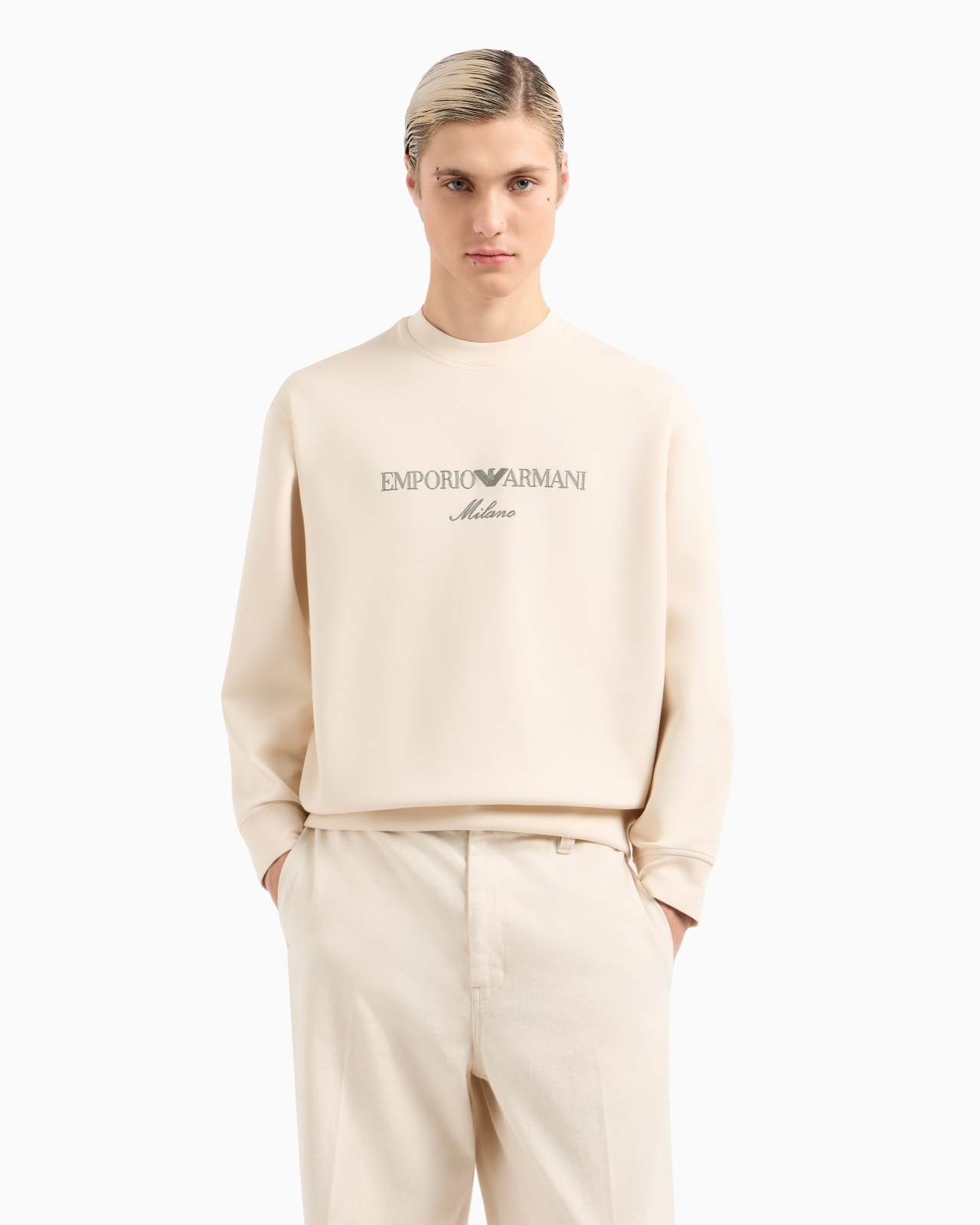 DOUBLE-JERSEY SWEATSHIRT WITH LOGO EMBROIDERY - 2