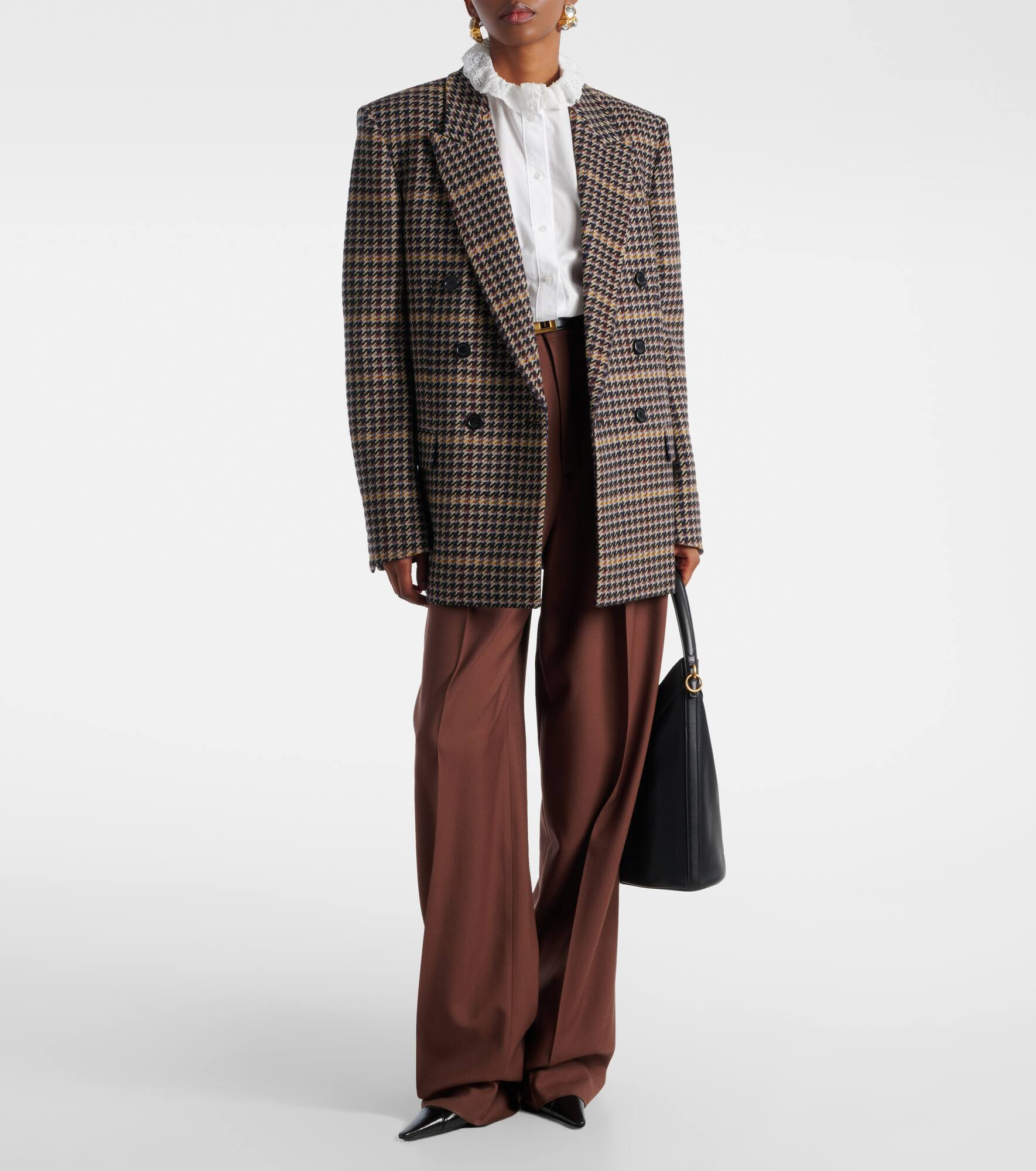 Checked double-breasted wool blazer - 2