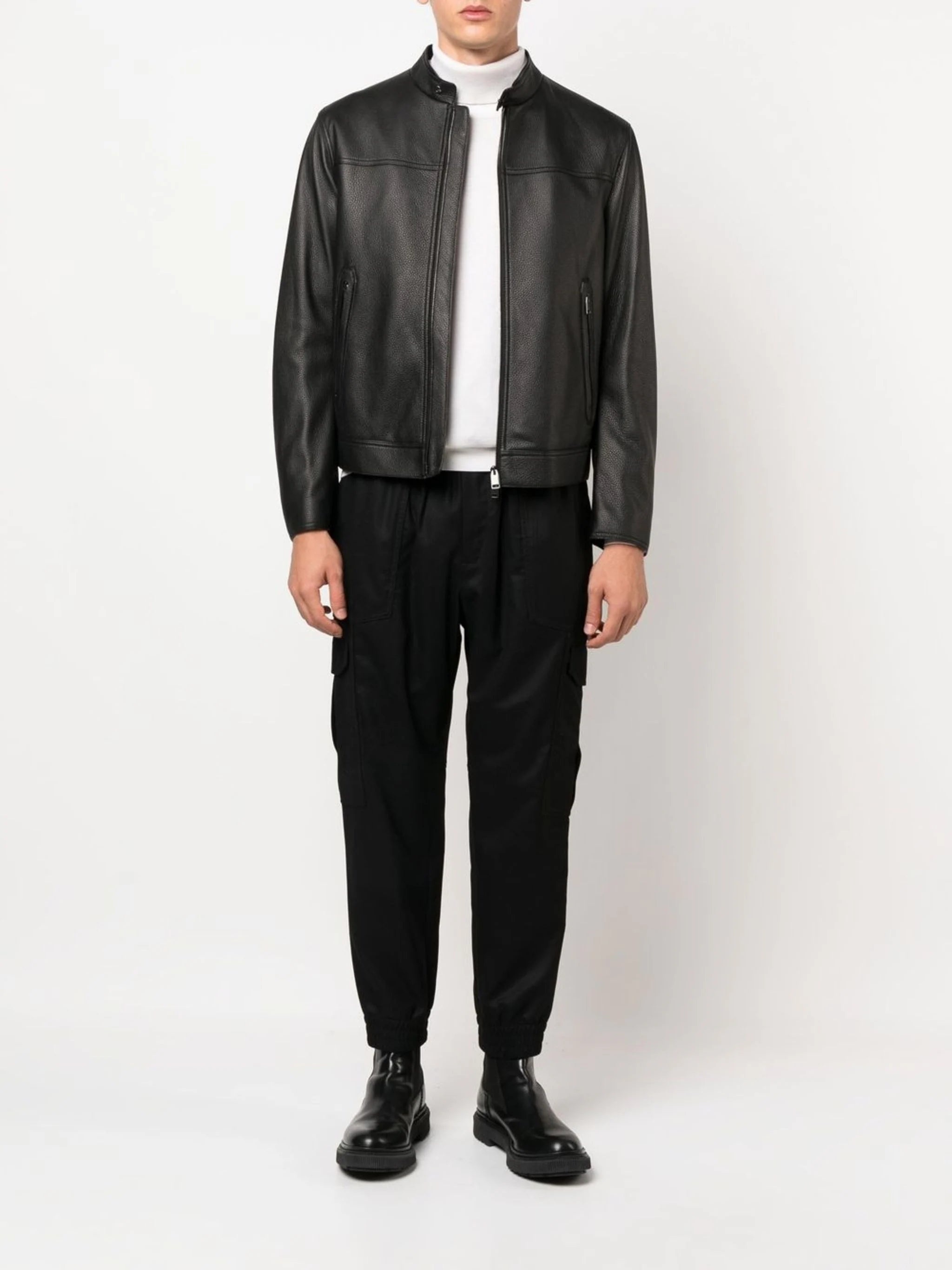 ZIP-FRONT LEATHER JACKET - 2