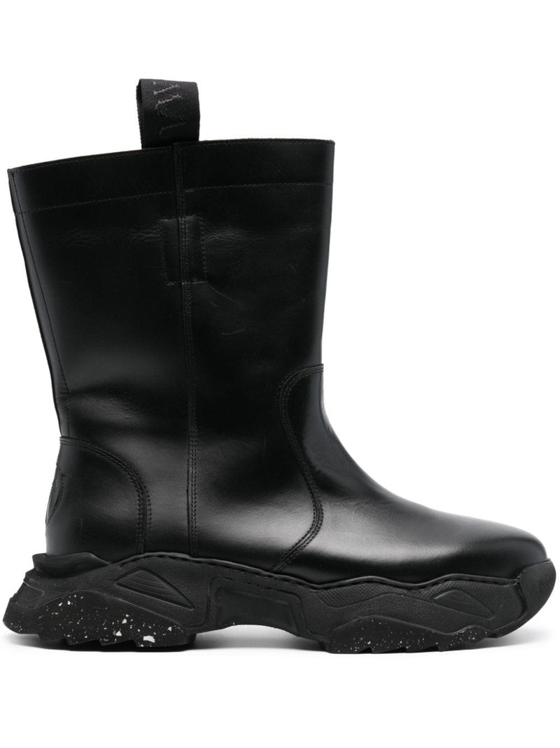 logo-embossed chunky leather boots 1