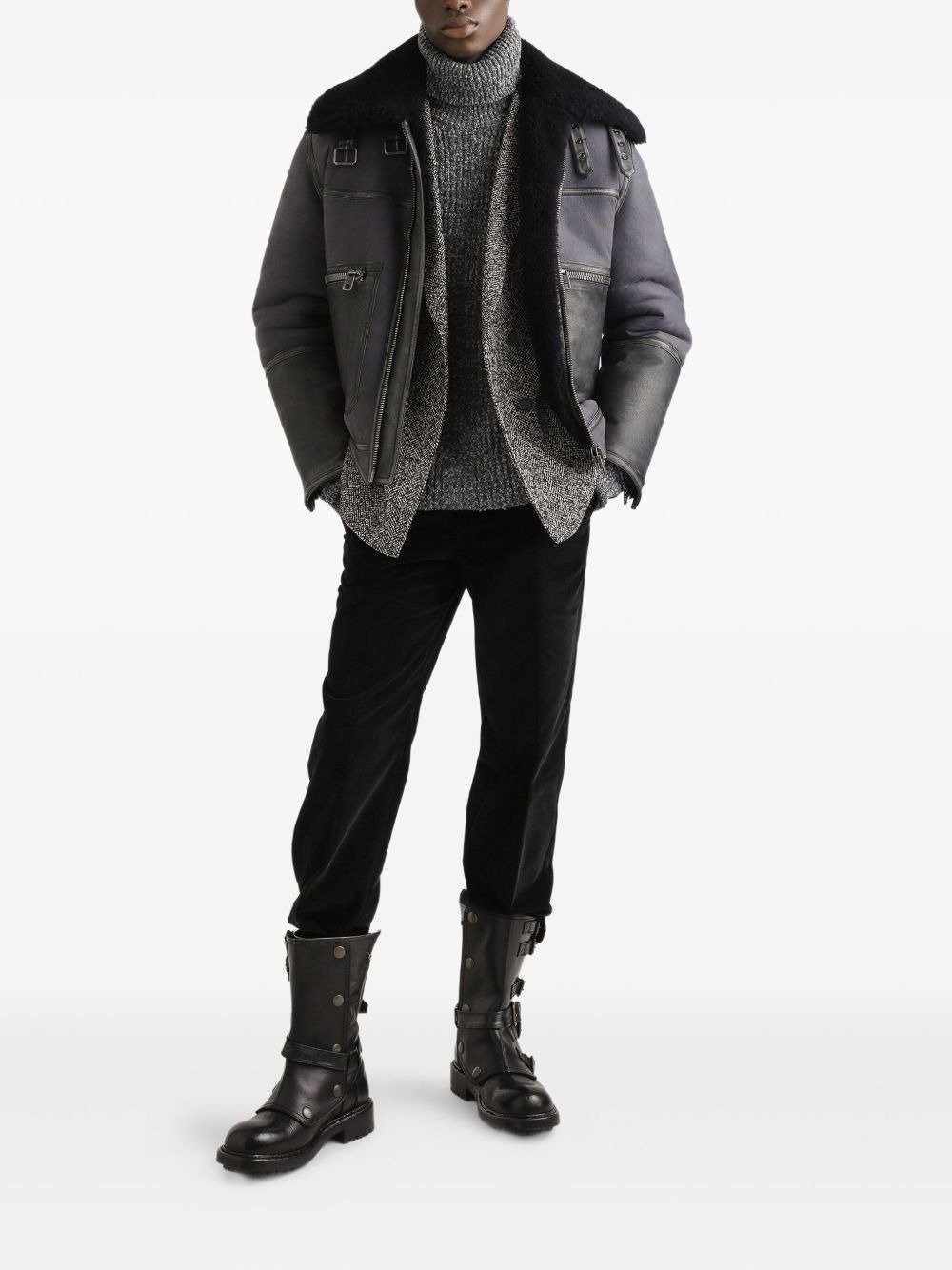 herringbone double-breasted blazer - 2
