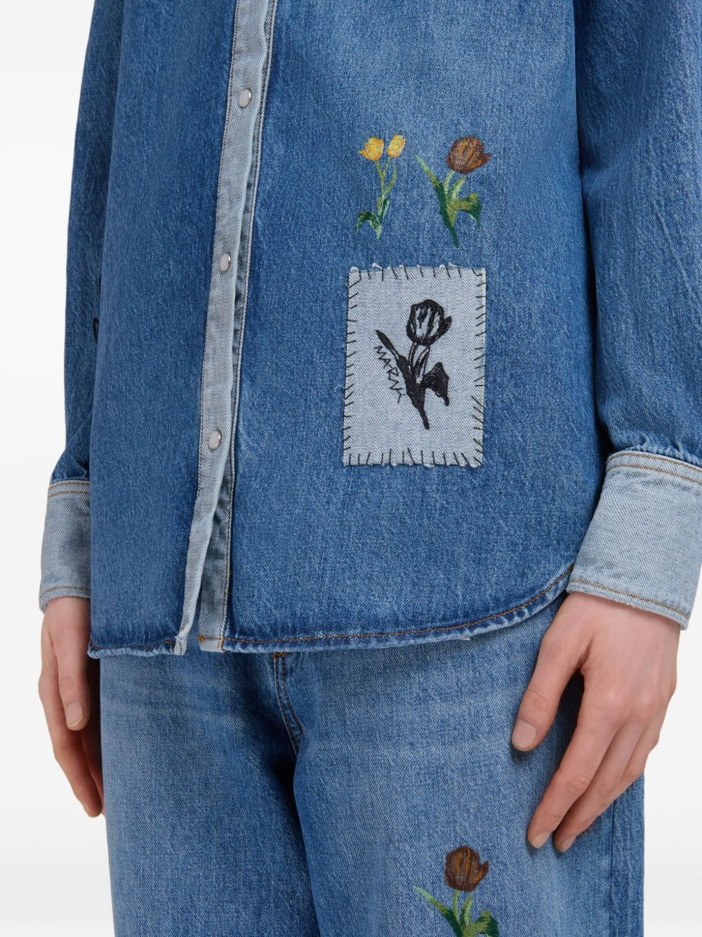 embroidered denim shirt - 3