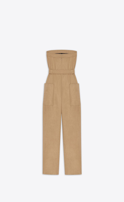 SAINT LAURENT strapless jumpsuit in cotton gabardine outlook