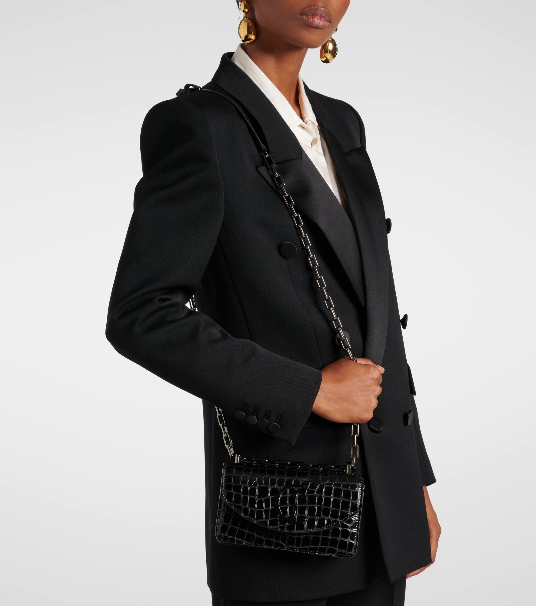 Loubi54 croc-effect leather shoulder bag - 7