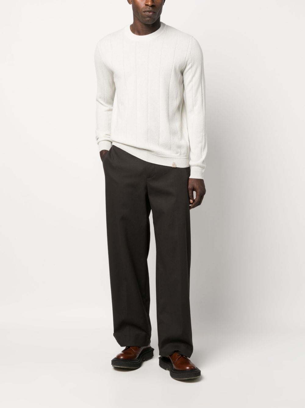 vertical-pattern cashmere jumper - 2