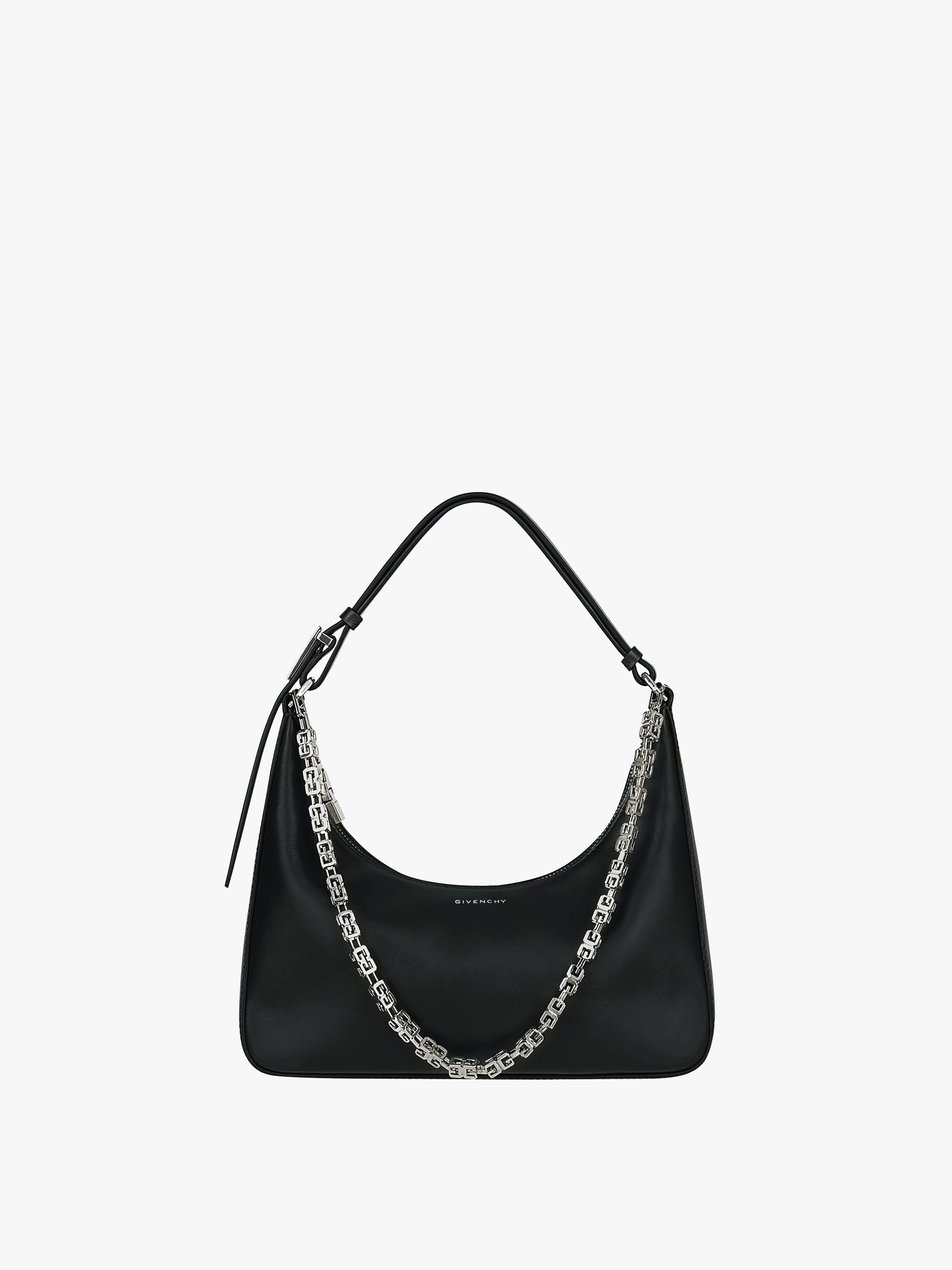 SMALL MOON CUT OUT BAG IN LEATHER WITH CHAIN - 1