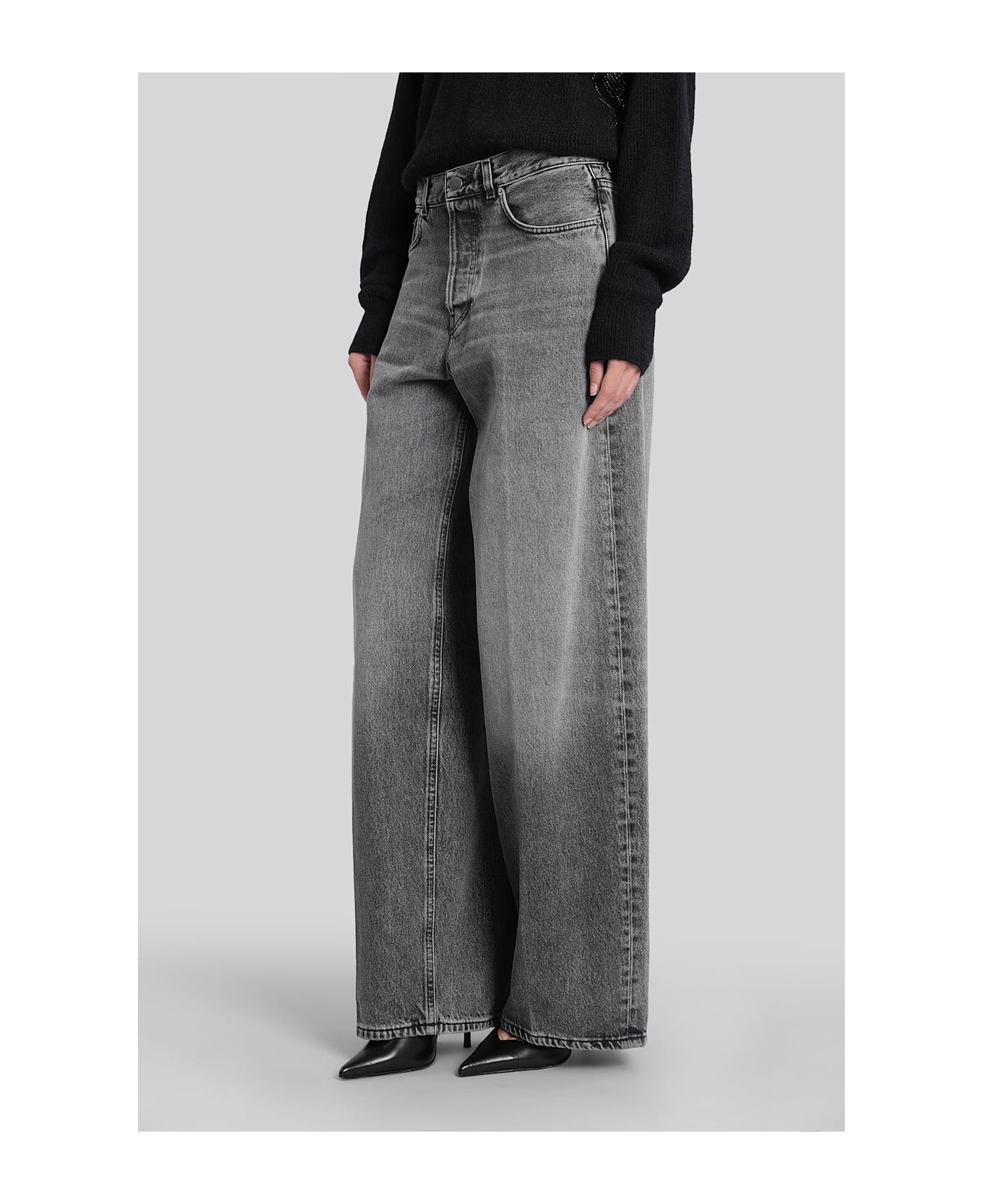 Bethany Flannel Jeans In Grey Denim - 4