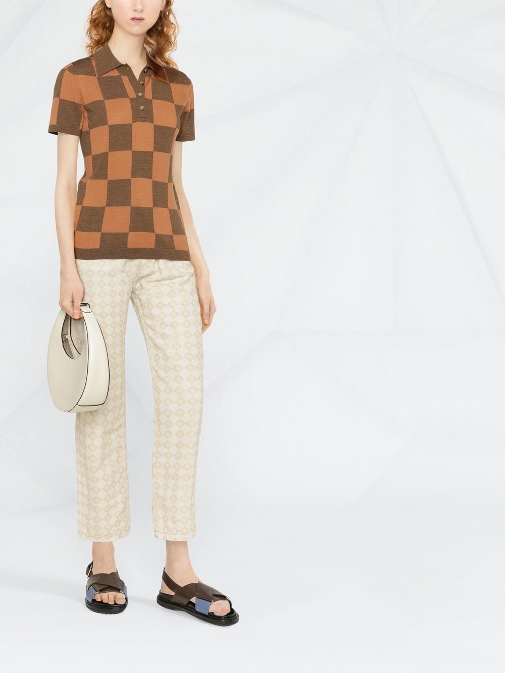 checkerboard-pattern polo shirt - 2