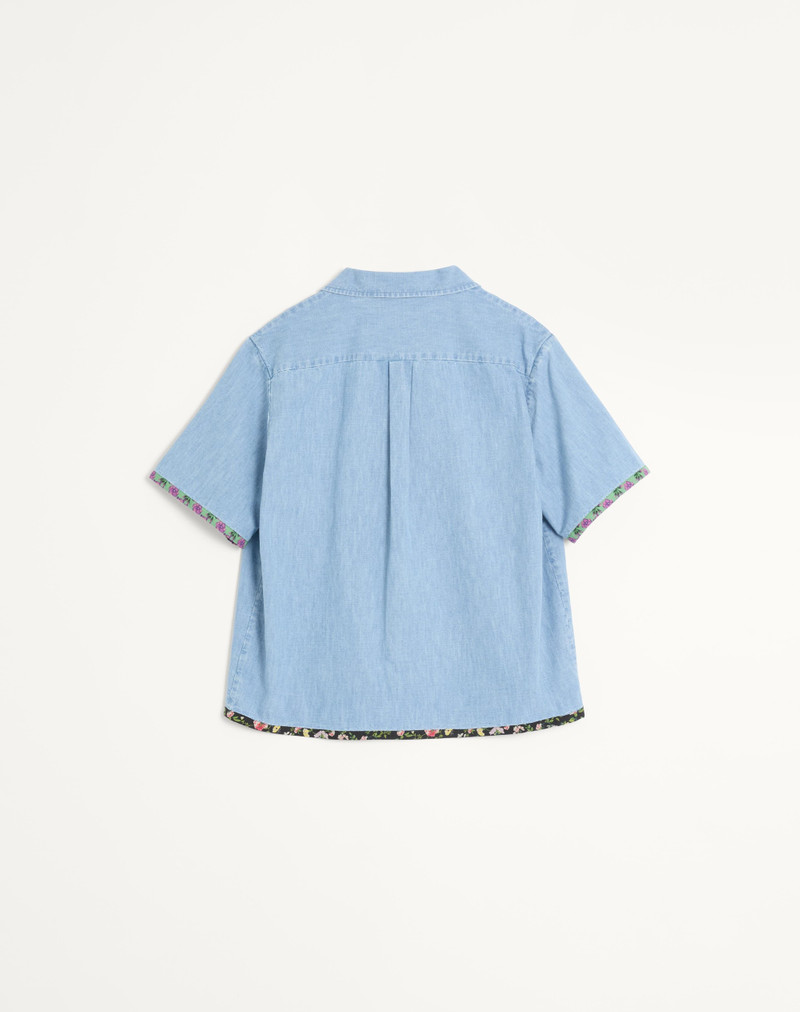 Valentino DENIM BOWLING SHIRT WITH FLORAL PRINT TRIM outlook