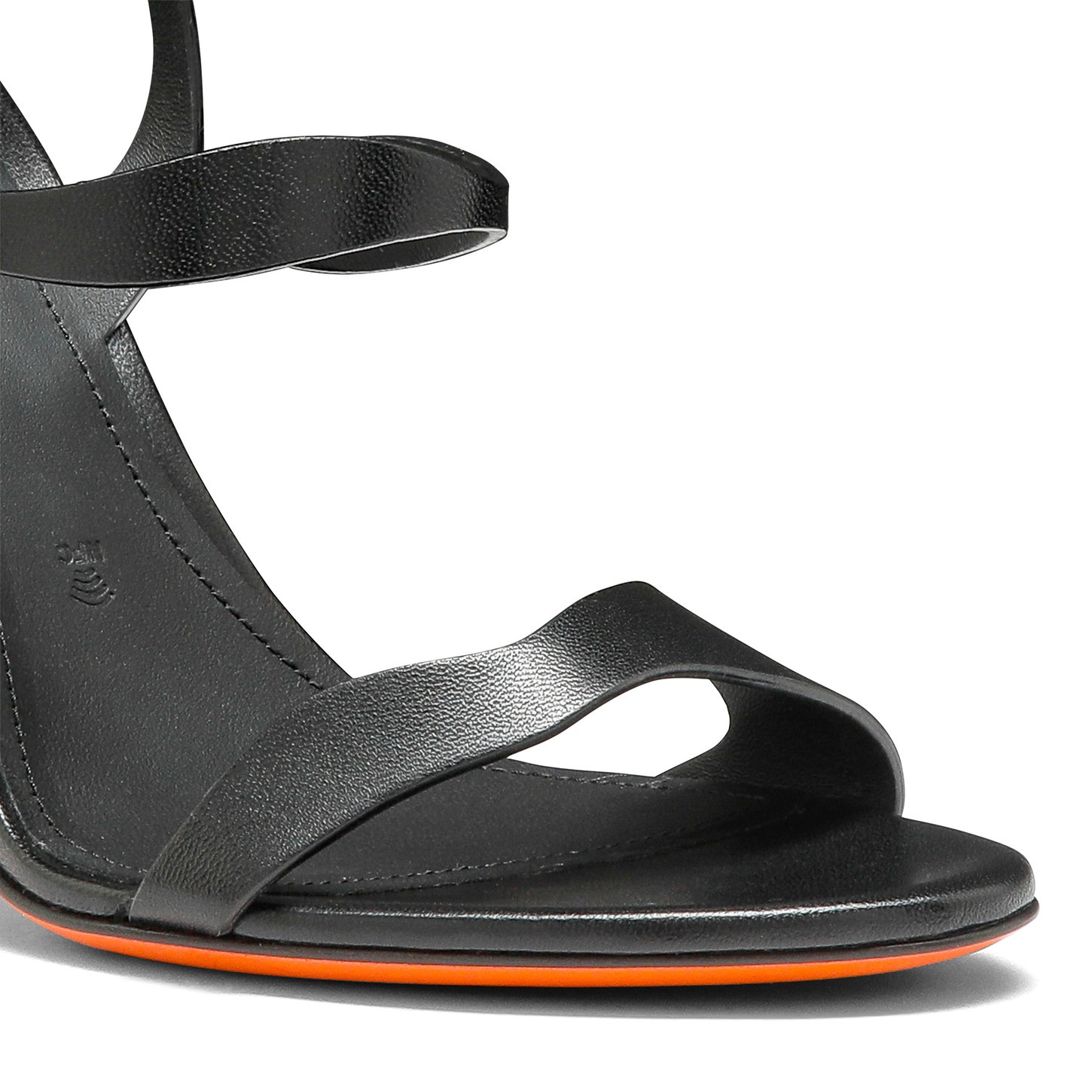 Women's black leather high-heel sandal - 5