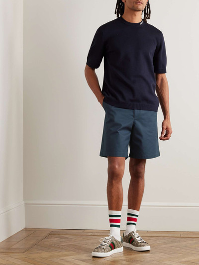 GUCCI Straight-Leg Webbing-Trimmed Cotton-Twill Shorts outlook