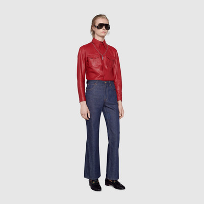 GUCCI Leather shirt with point collar outlook