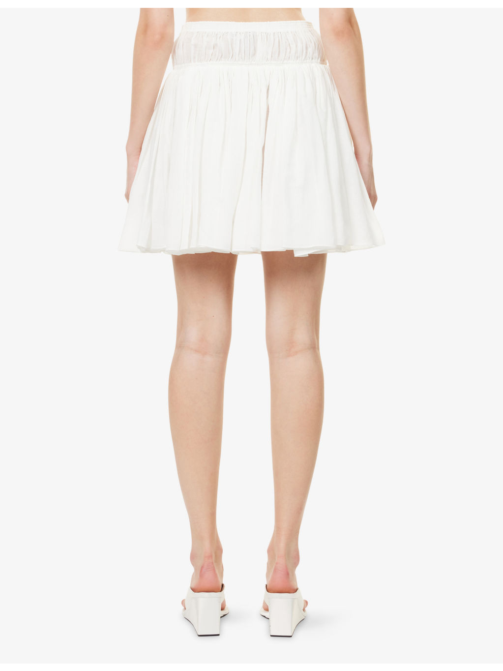 Ruffled High-Waist Cotton And Linen Mini Skirt - 4