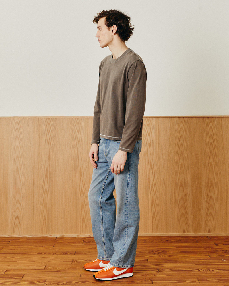GARMENT DYE LS TEE - BROWN 3