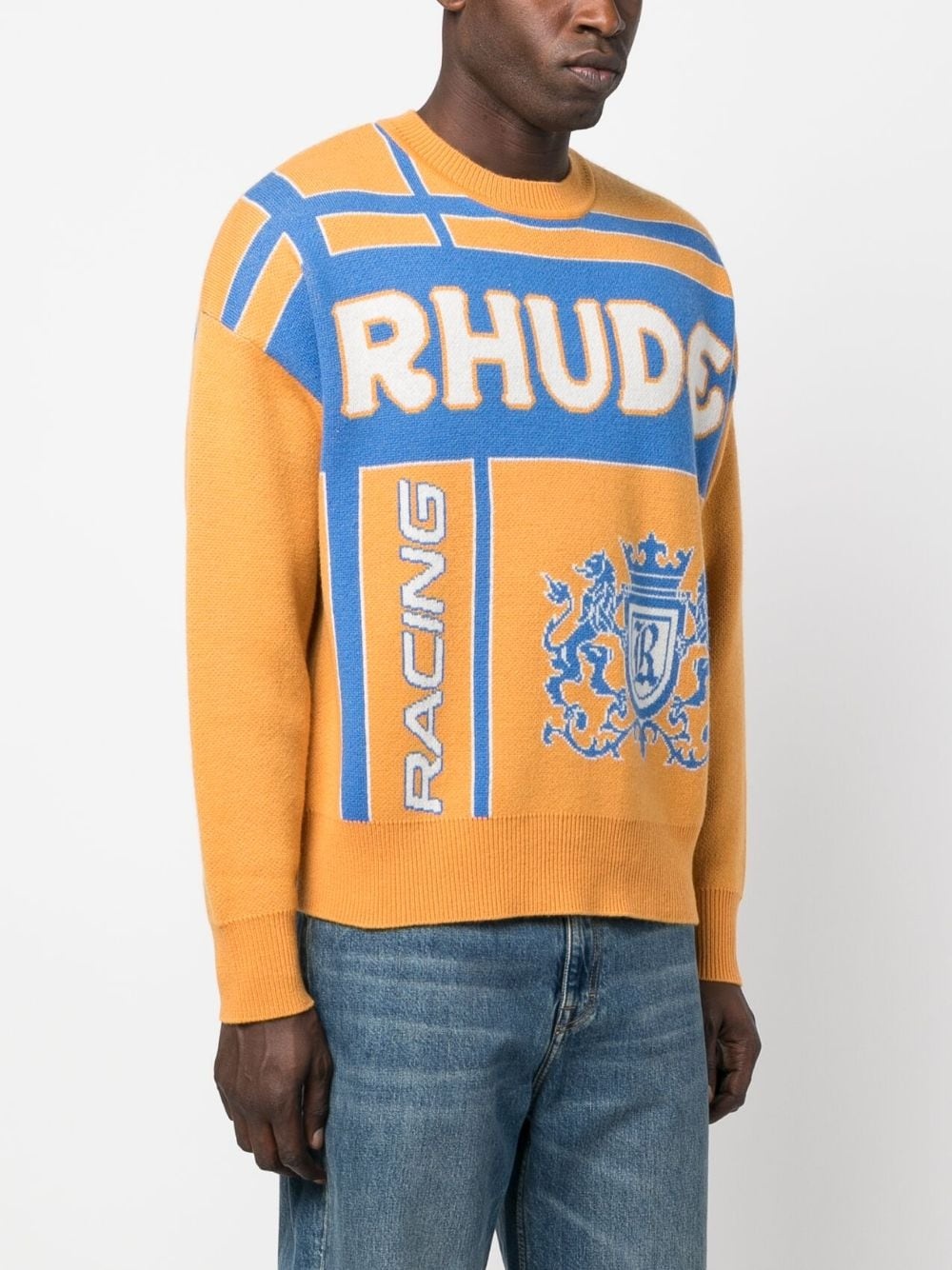 Palm jacquard crew neck jumper - 3