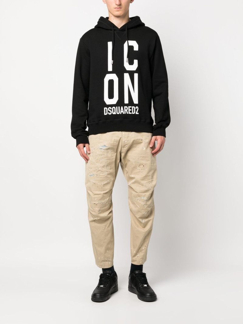 DSQUARED2 distressed-effect cotton cropped trousers outlook