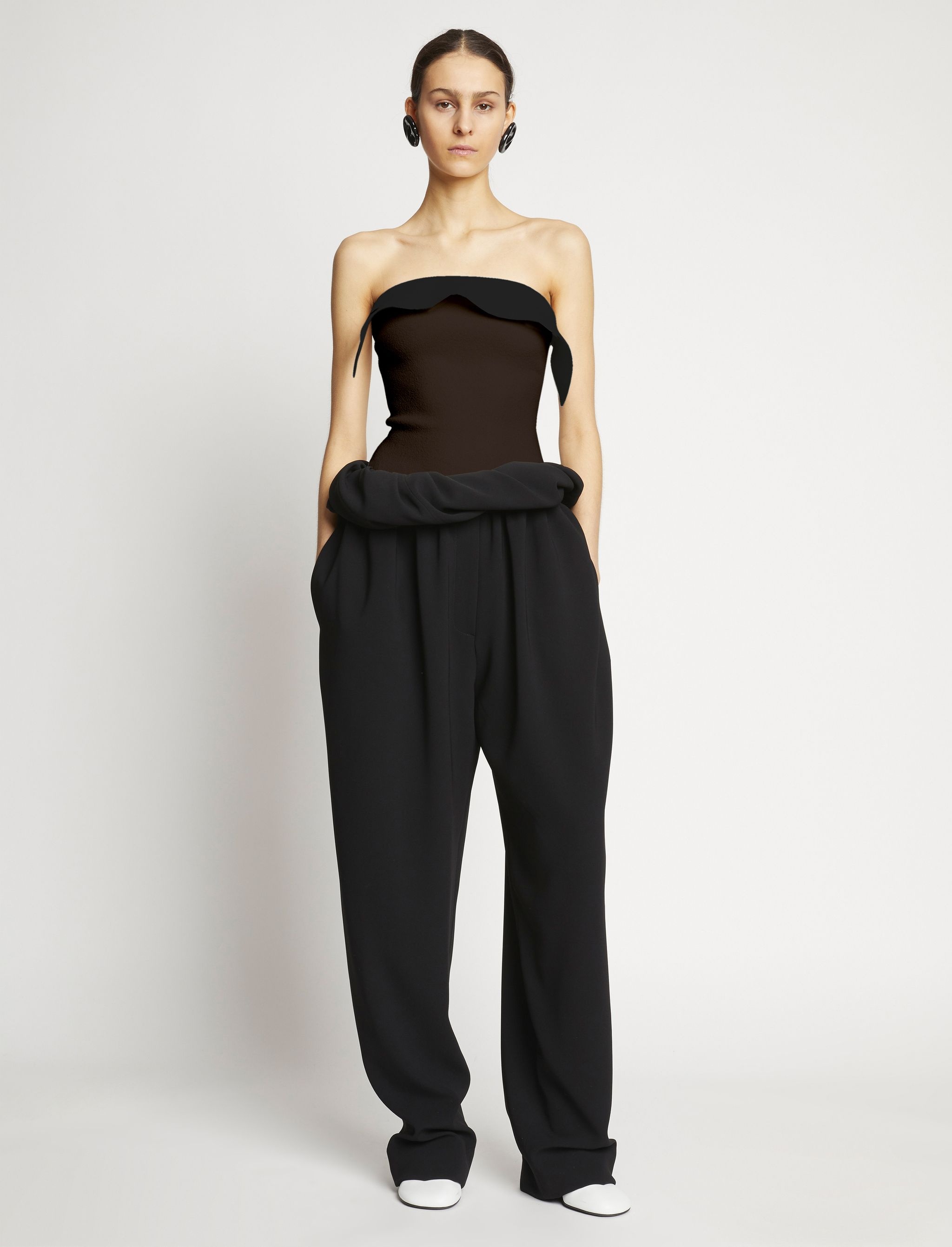 two-tone strapless knitted top - 3