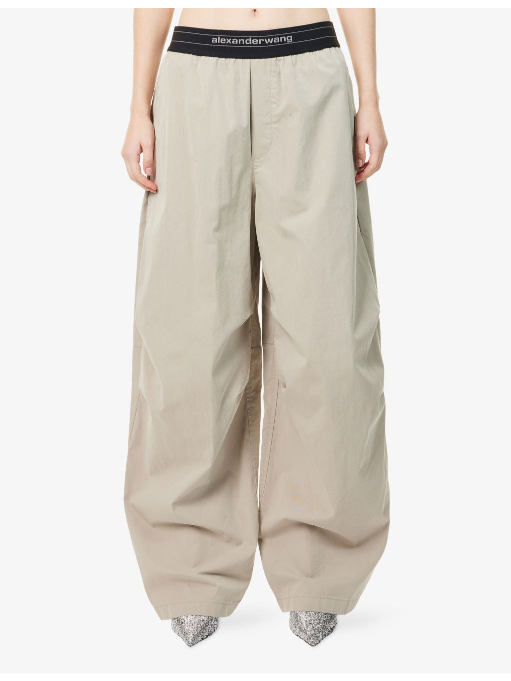Pleated Wide-Leg Cotton-Blend Trousers - 3