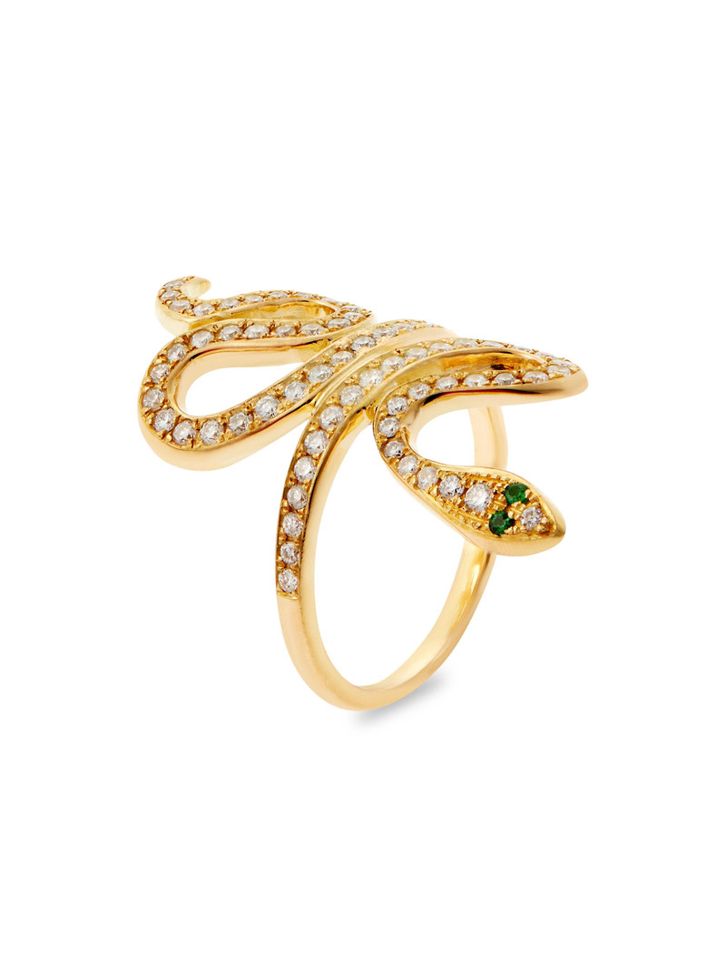 Women's Snakes Slither 18K Yellow Gold, Tsavorite & 1.05 TCW Diamond Ring - Yellow Gold 3