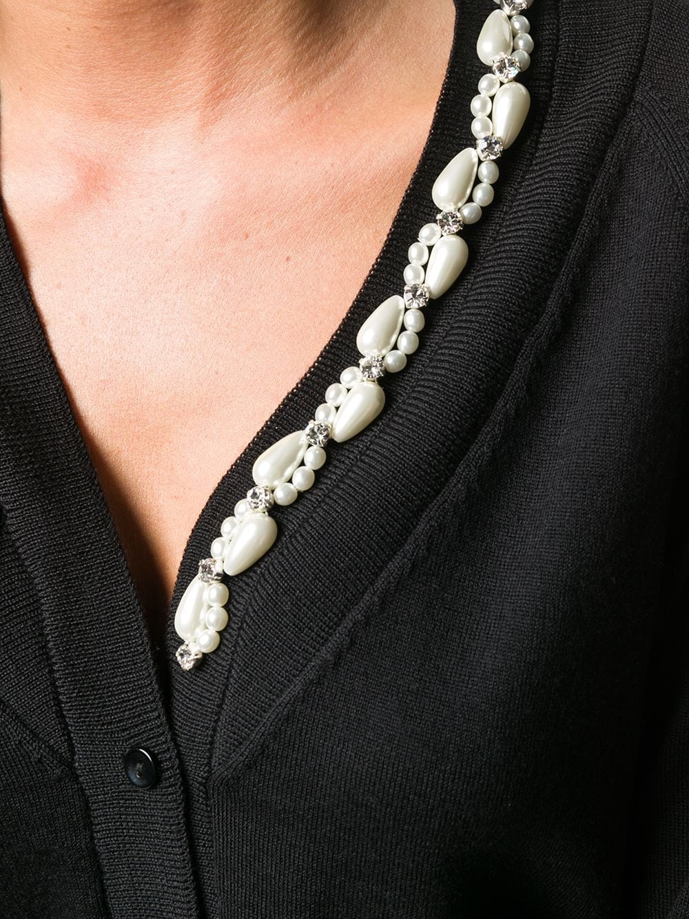 asymmetric pearl embellished cardigan - 5