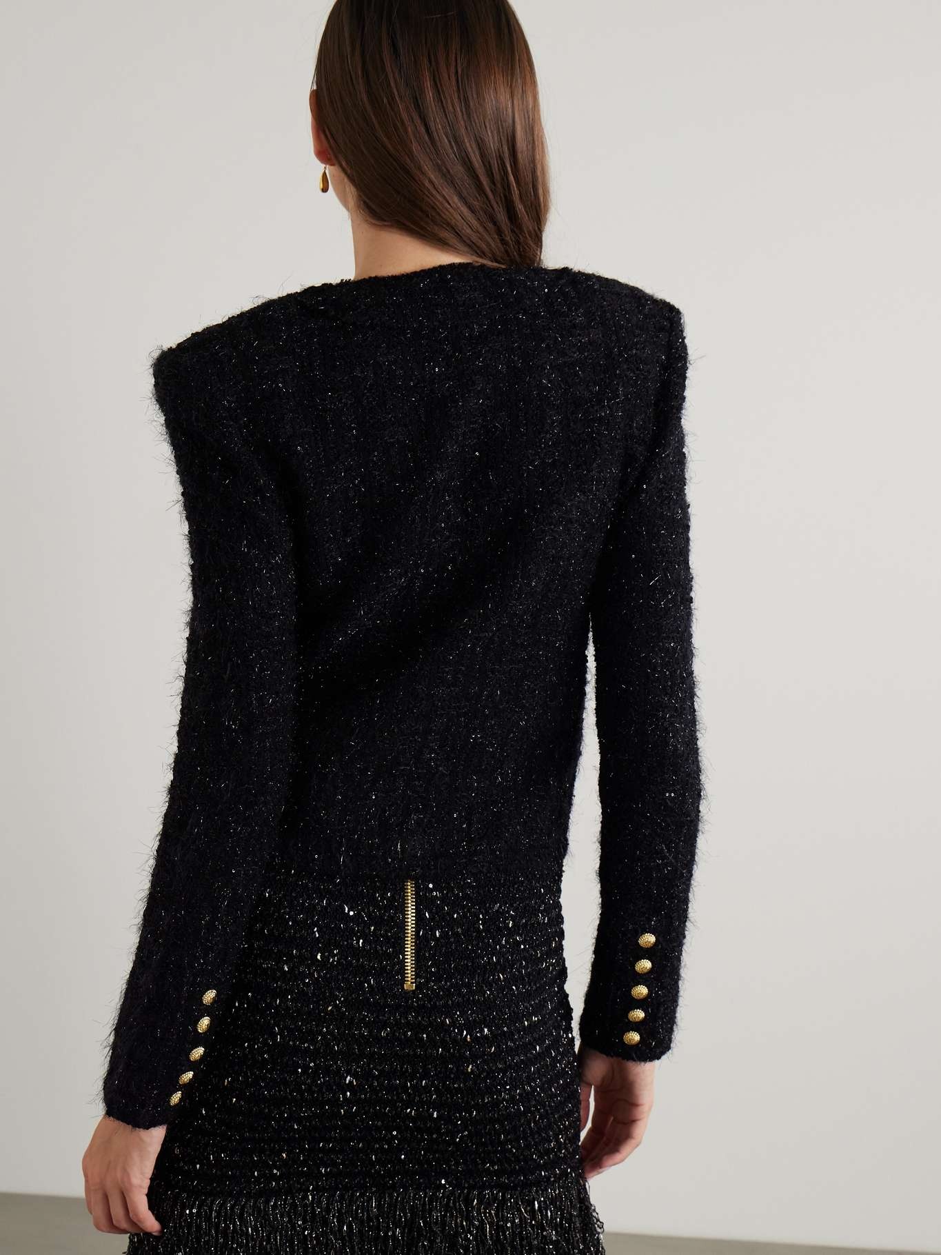 Embellished metallic bouclé-tweed jacket - 4