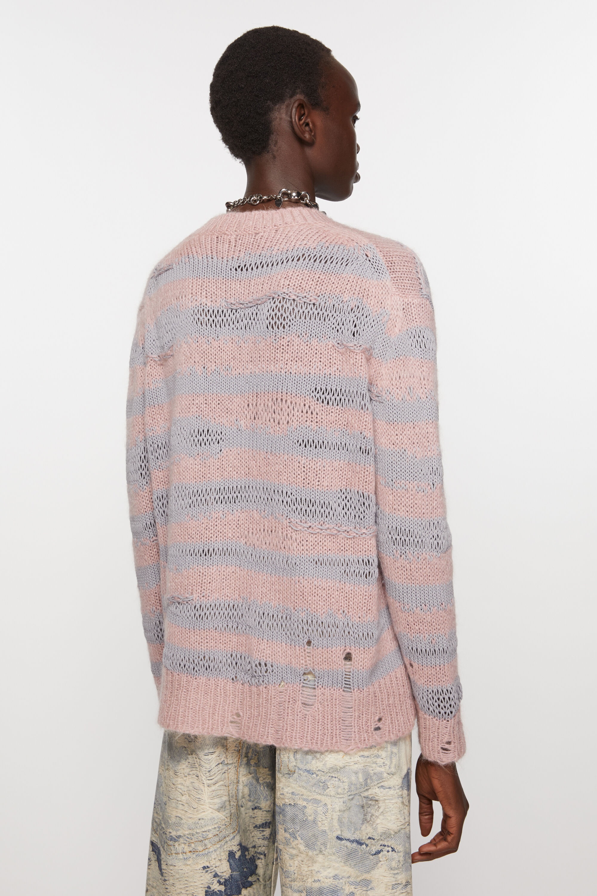 Distressed stripe jumper - Dusty pink / lilac - 3