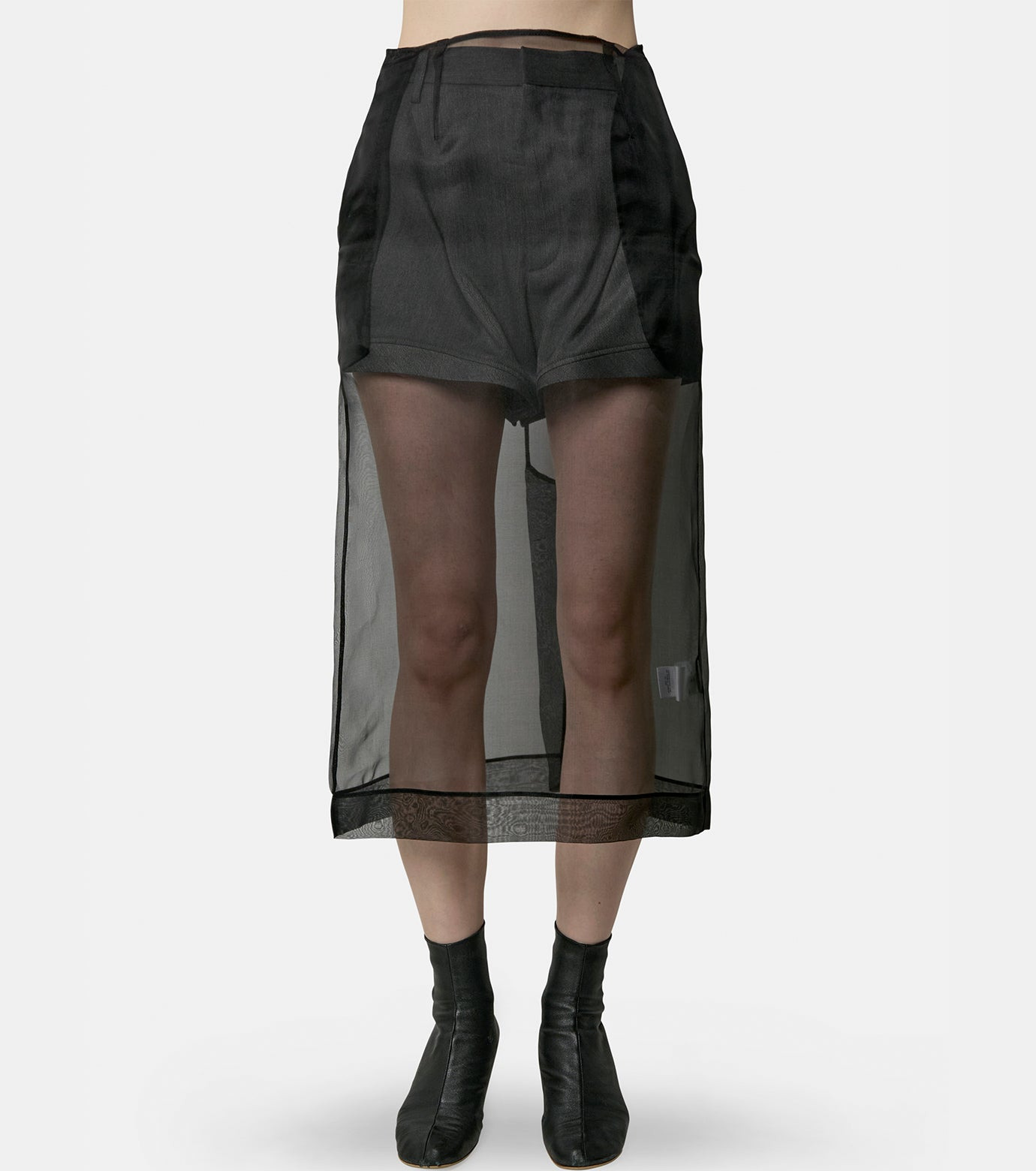 Silk Organza Sheer Midi Pencil Skirt - 2