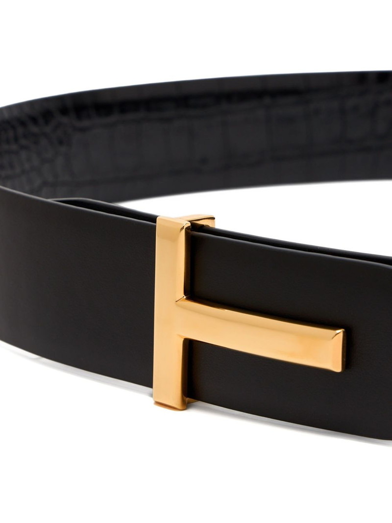 crocodile-embossed T-buckle belt 3