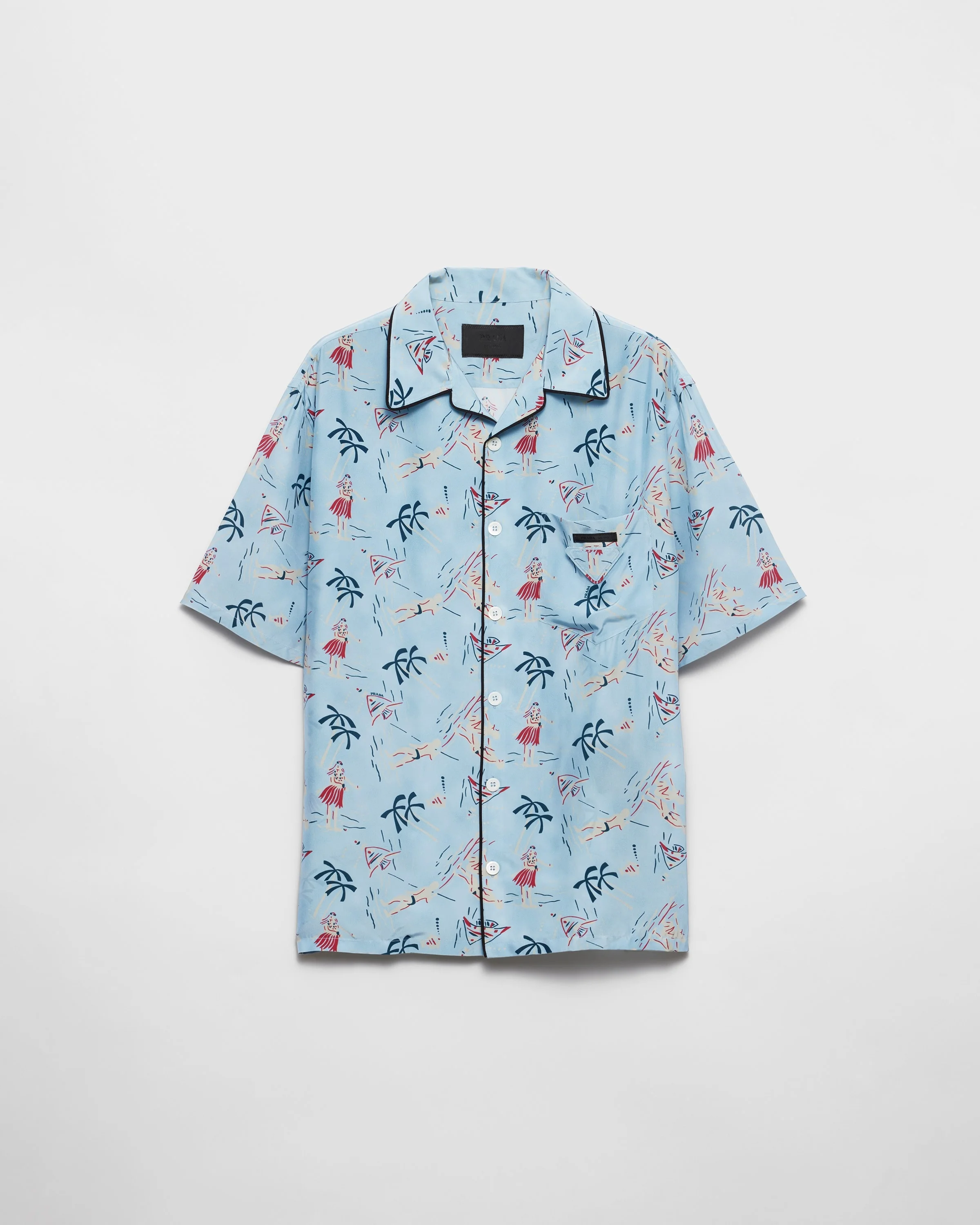 Printed silk blend bowling shirt - 1