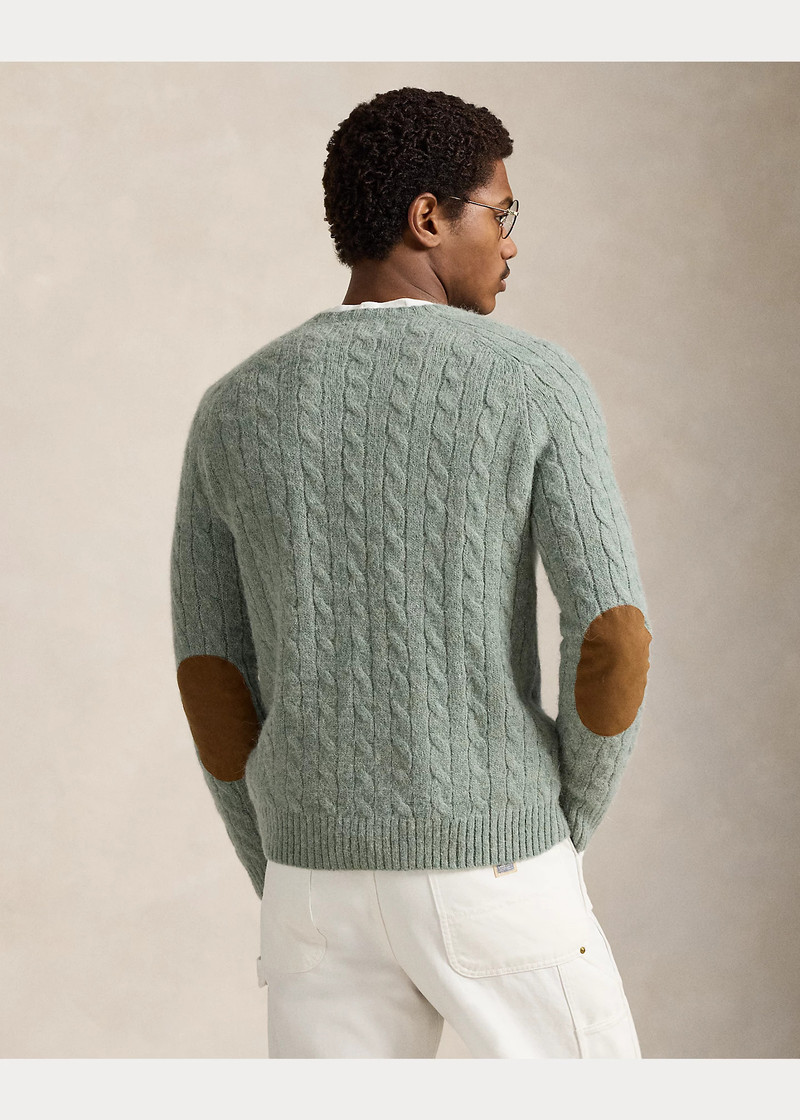 Suede-Patch Cable-Knit Sweater 4