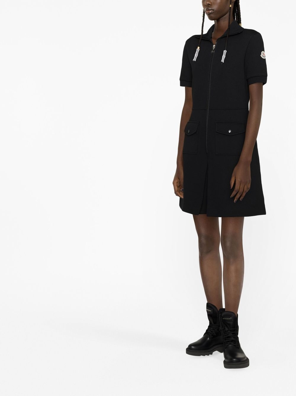 zipped short-sleeved minidress - 4