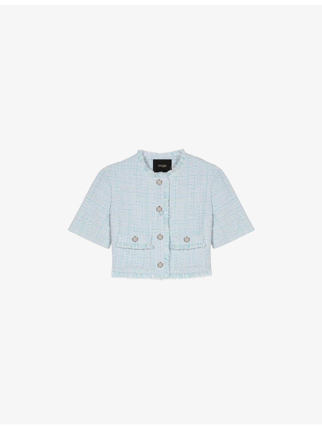 Button-Down Frayed-Trim Cotton-Blend Blazer - 1