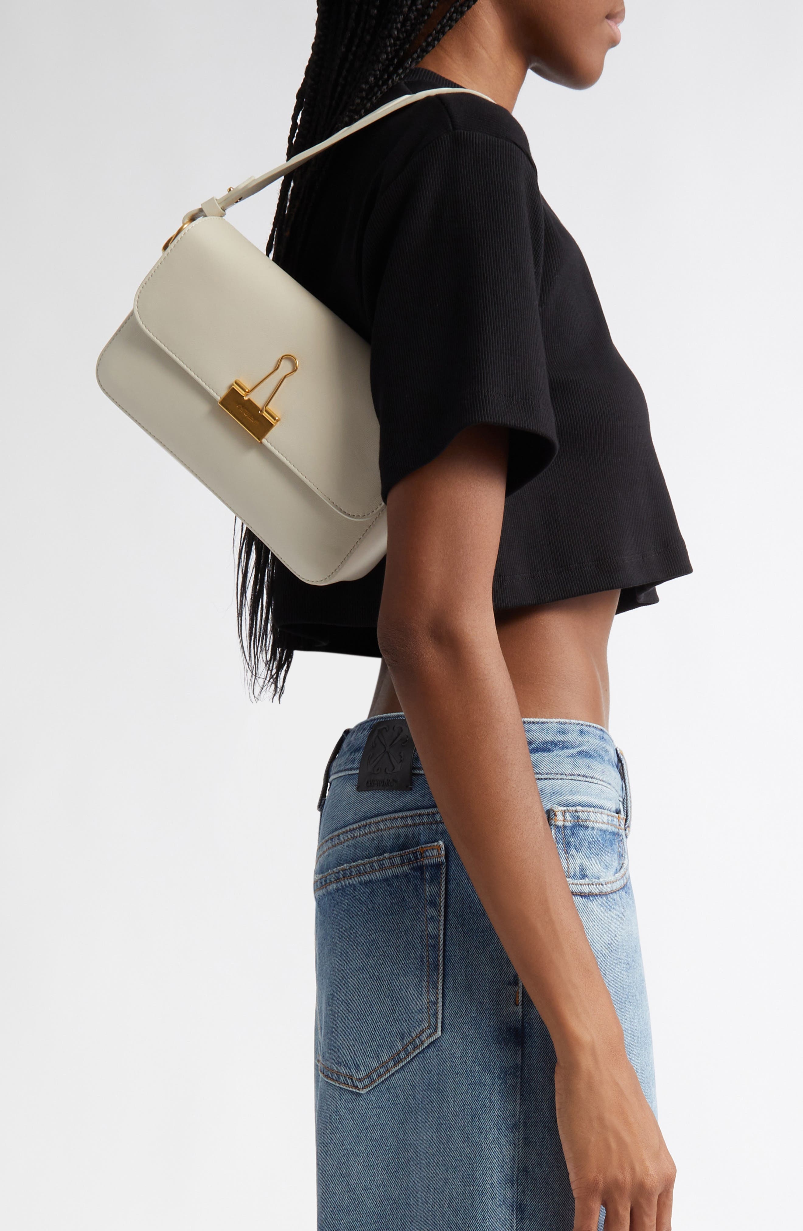 Off-White Medium Soft Binder Leather Shoulder Bag in Dust at Nordstrom - 3