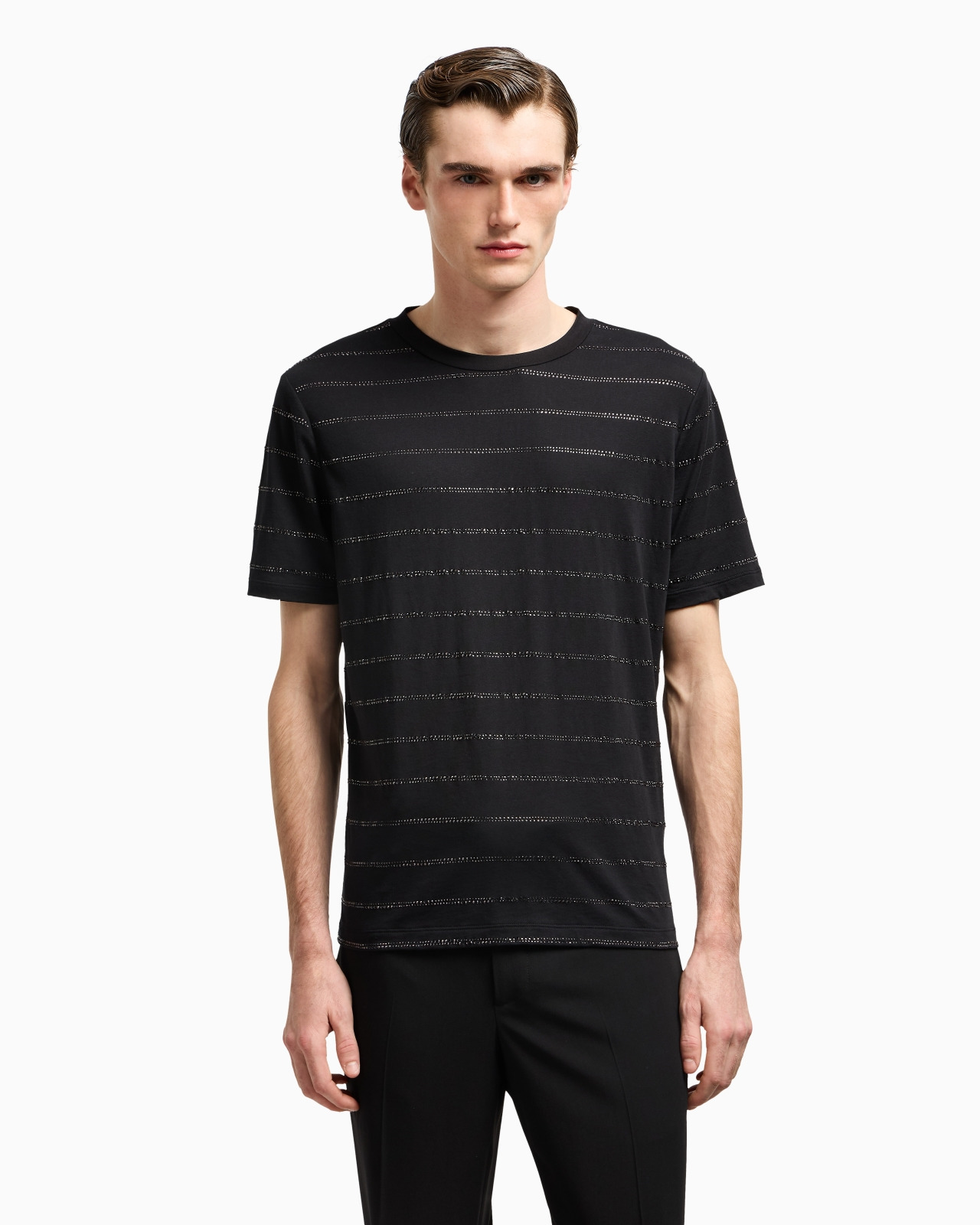 PIMA-COTTON AND RHINESTONE CREW-NECK T-SHIRT - 4