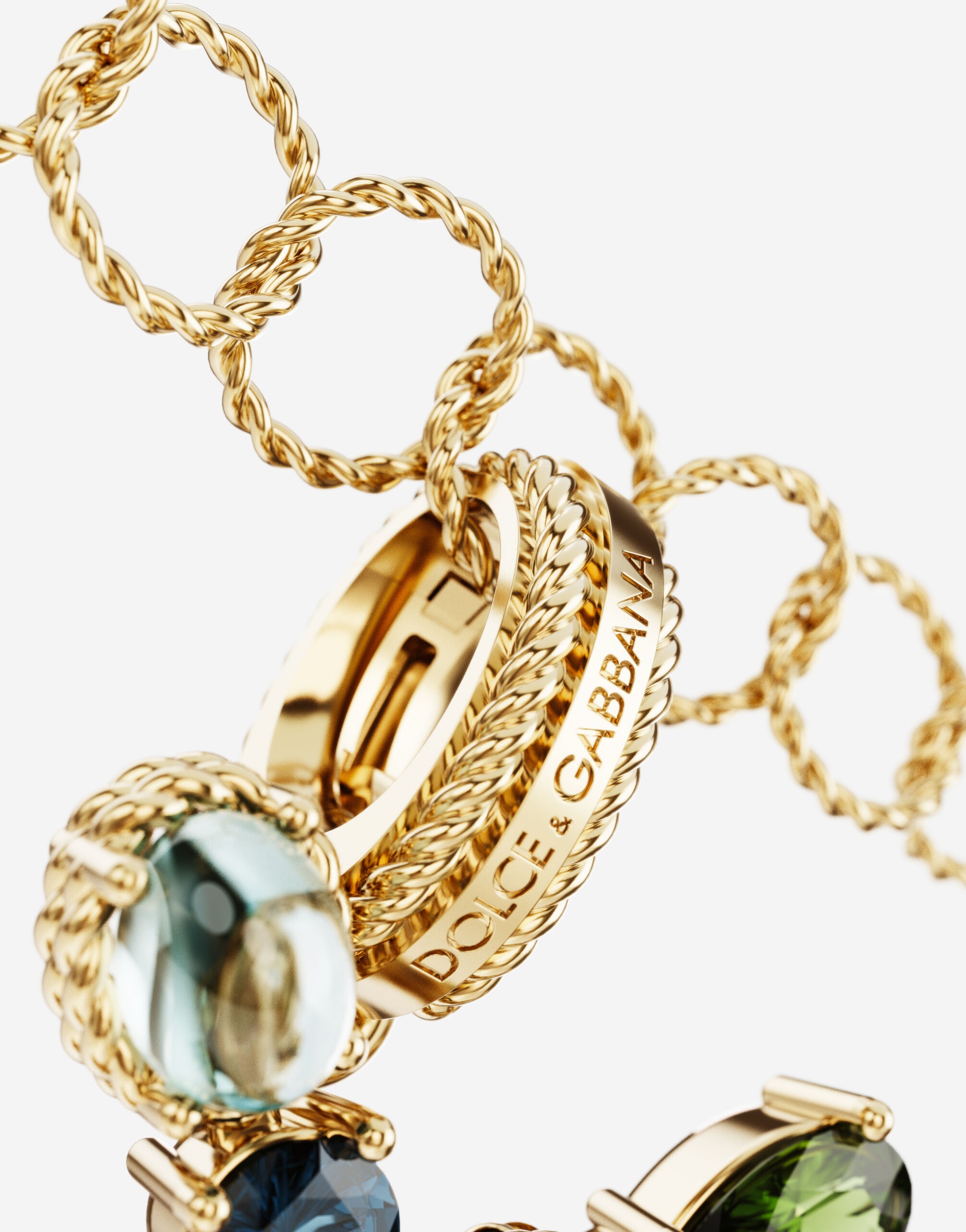 Charm X Lettering 18-carat yellow gold and multicolored gems - 3