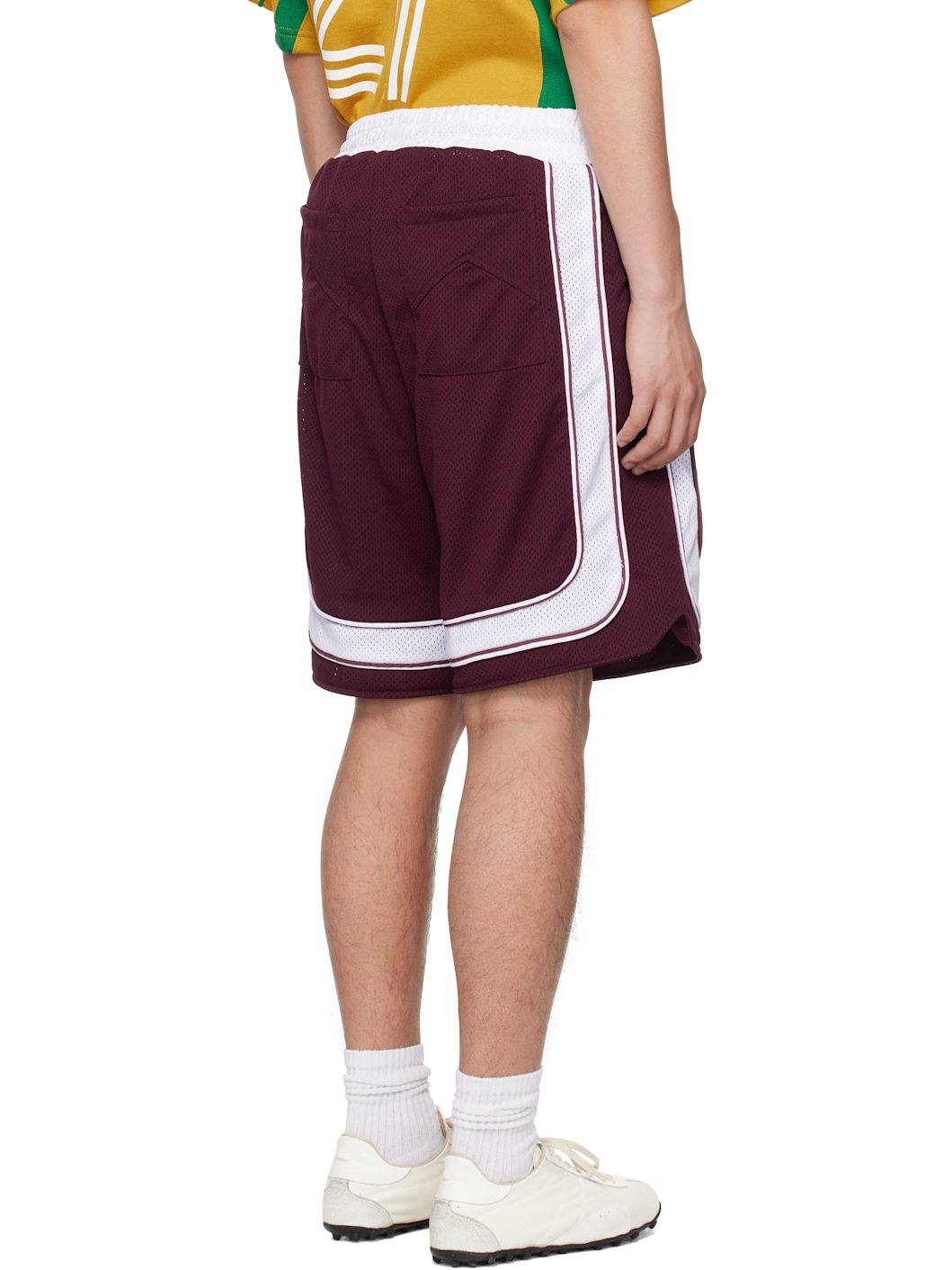 Burgundy & White Como Basketball Shorts - 3