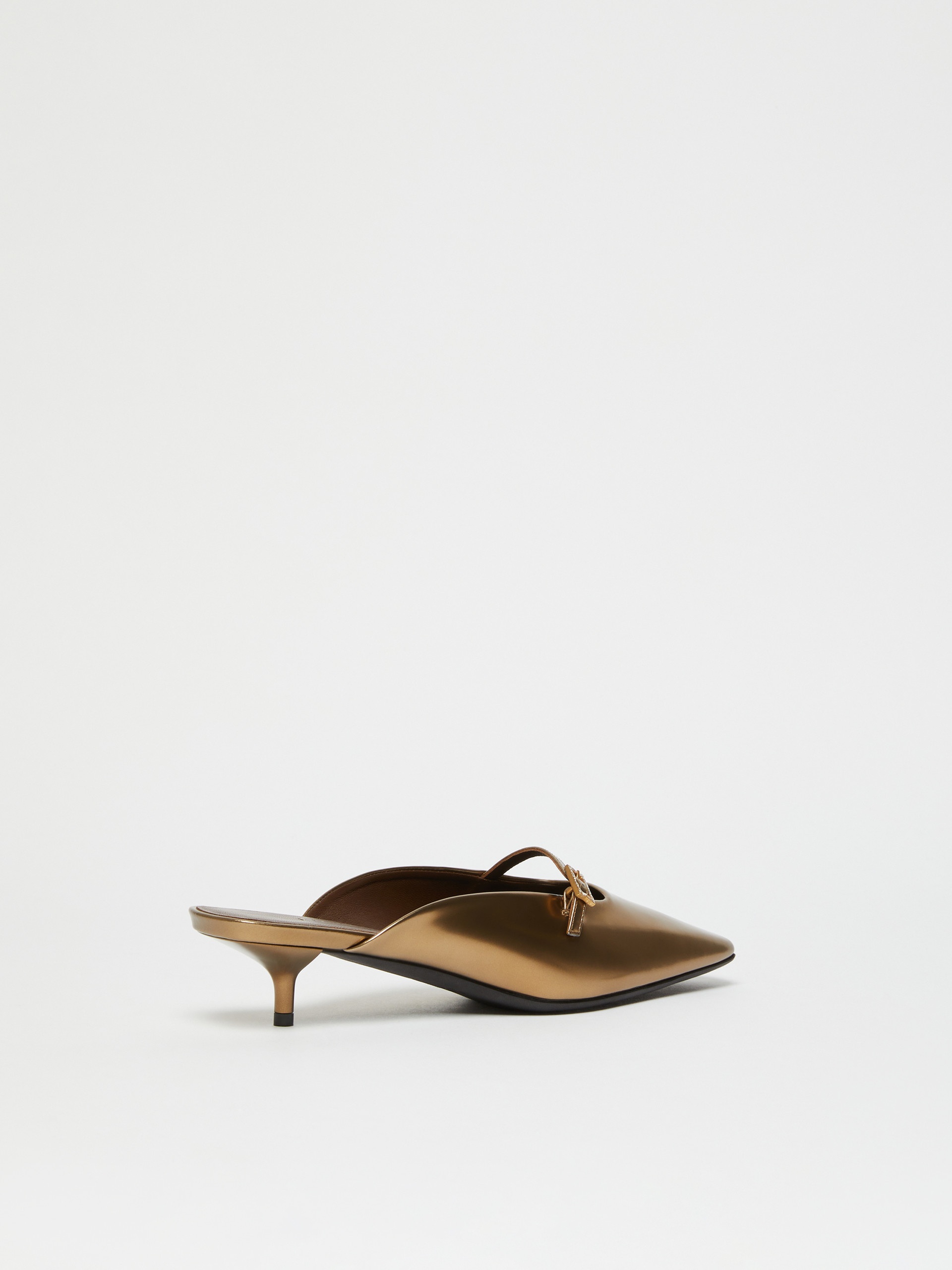 METALSLIDE Laminated leather mules - 3