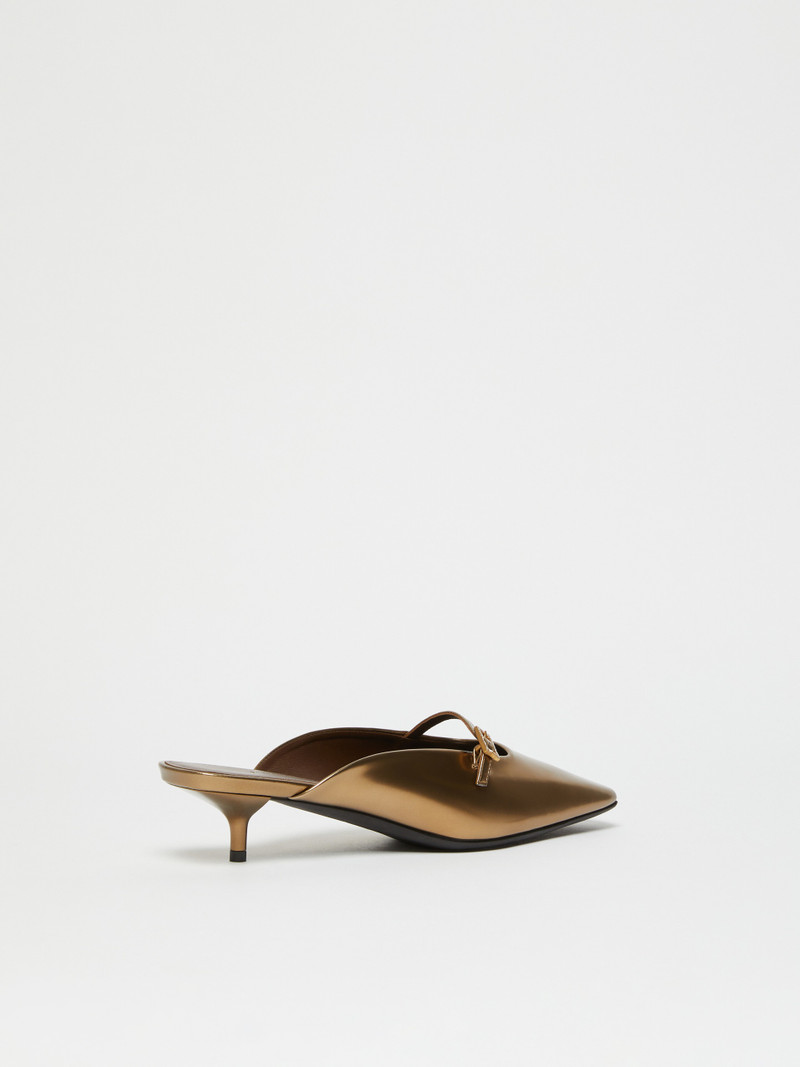 METALSLIDE Laminated leather mules 3