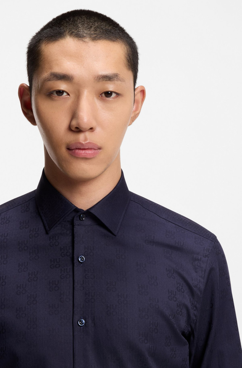 SLIM-FIT SHIRT IN COTTON WITH A STACKED-LOGO JACQUARD 3