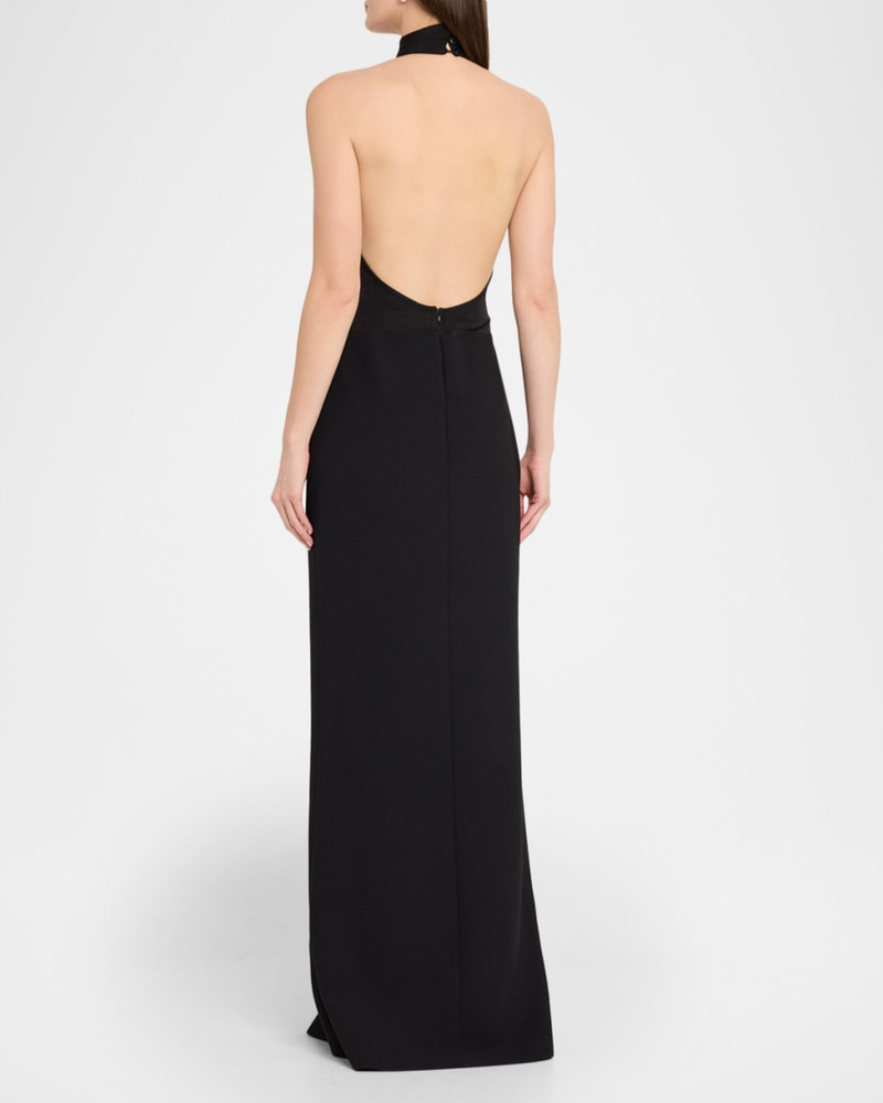 Nina Backless Halter Column Gown 3