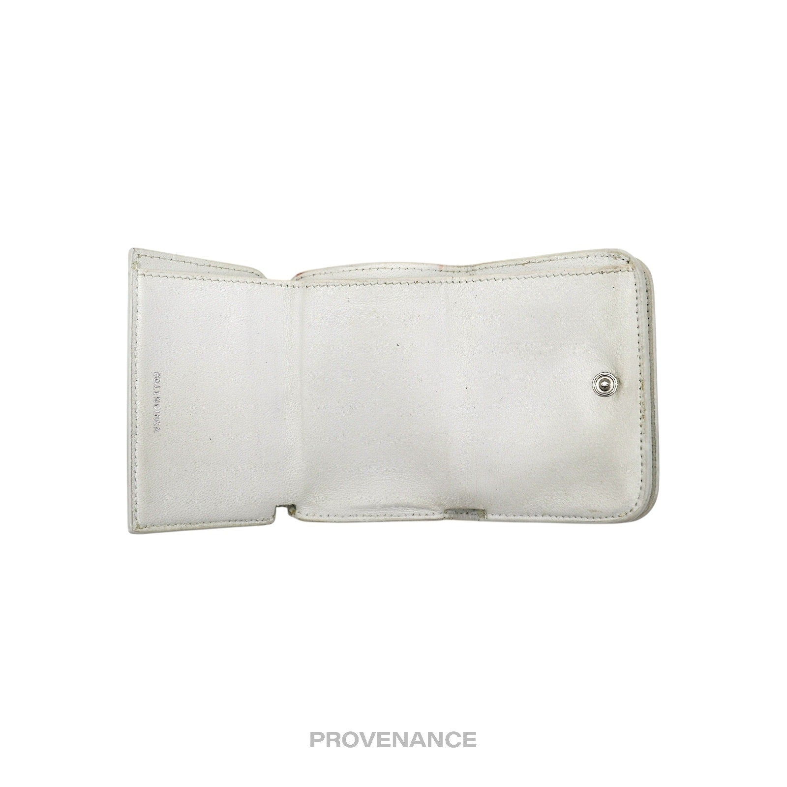 Balenciaga Logo Trifold Wallet - White Leather Pink - 5