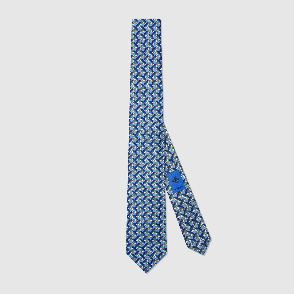 Round Interlocking G belts print silk tie - 1
